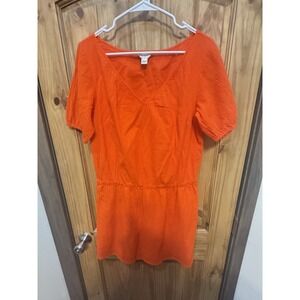 J. Crew Vibrant Orange Crinkled Cotton Linen Sundress/Coverup Women's‎ Size M